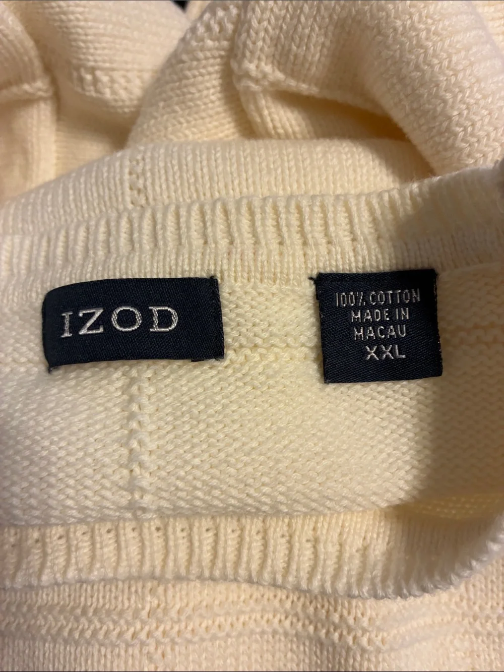 Izod Men's 2XL Cream Textured Crewneck Sweater